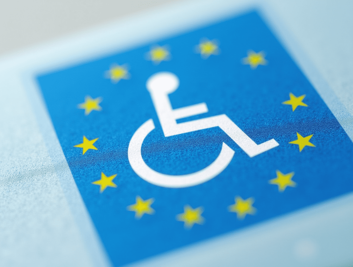 close up macro shot of an official european union disability parking permit crisp blue background w mkrnwuboyv1iwvlmd4dn 1