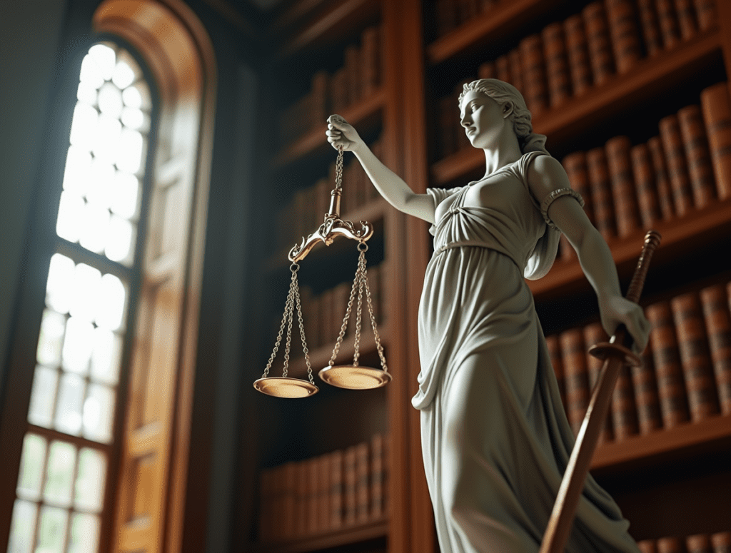 a hyper realistic depiction of a marble statue of lady justice holding scales and a sword positione w3mkroz0upl895c732va 26